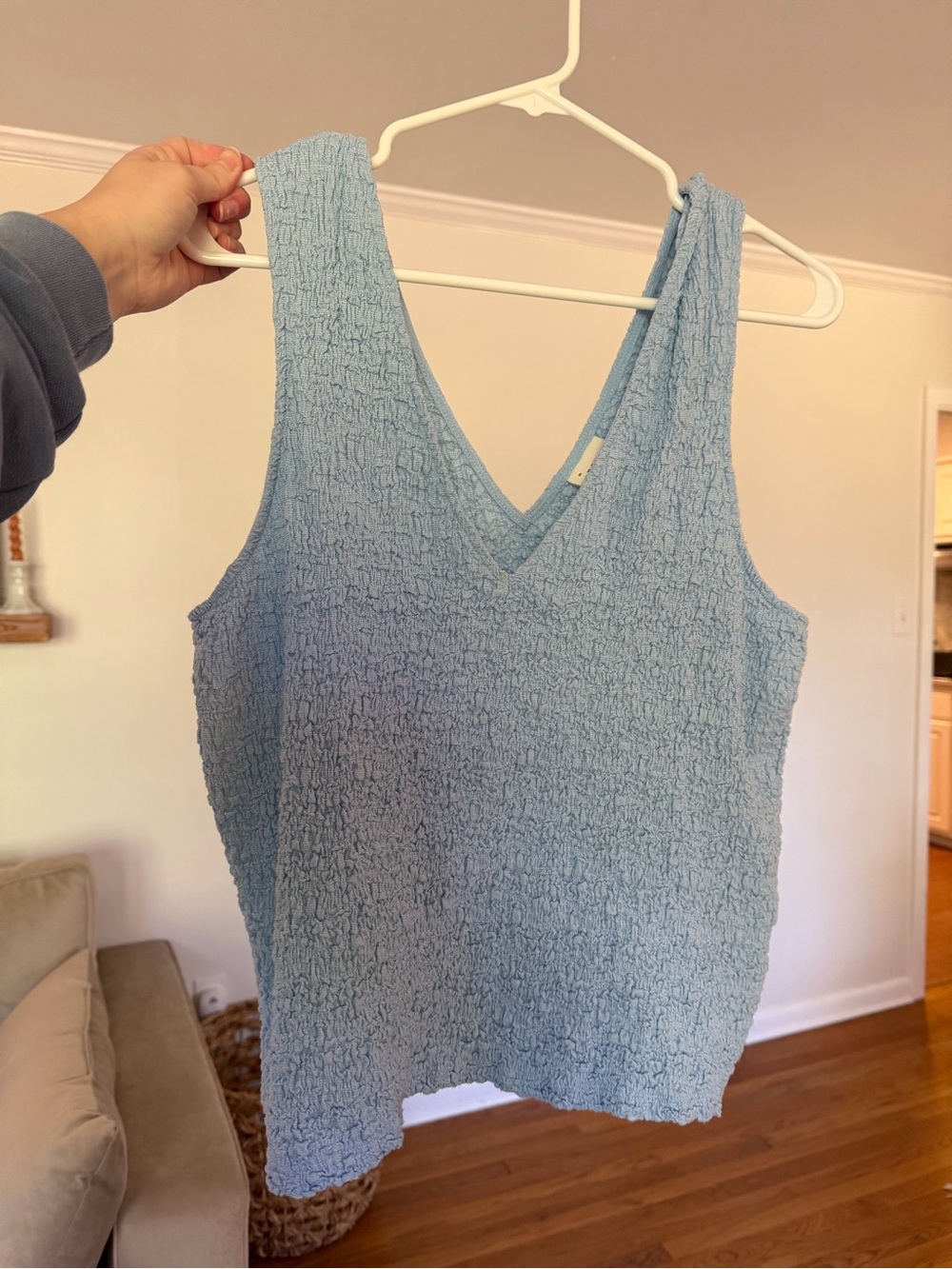a new day Light Blue Textured V-Neck Tank